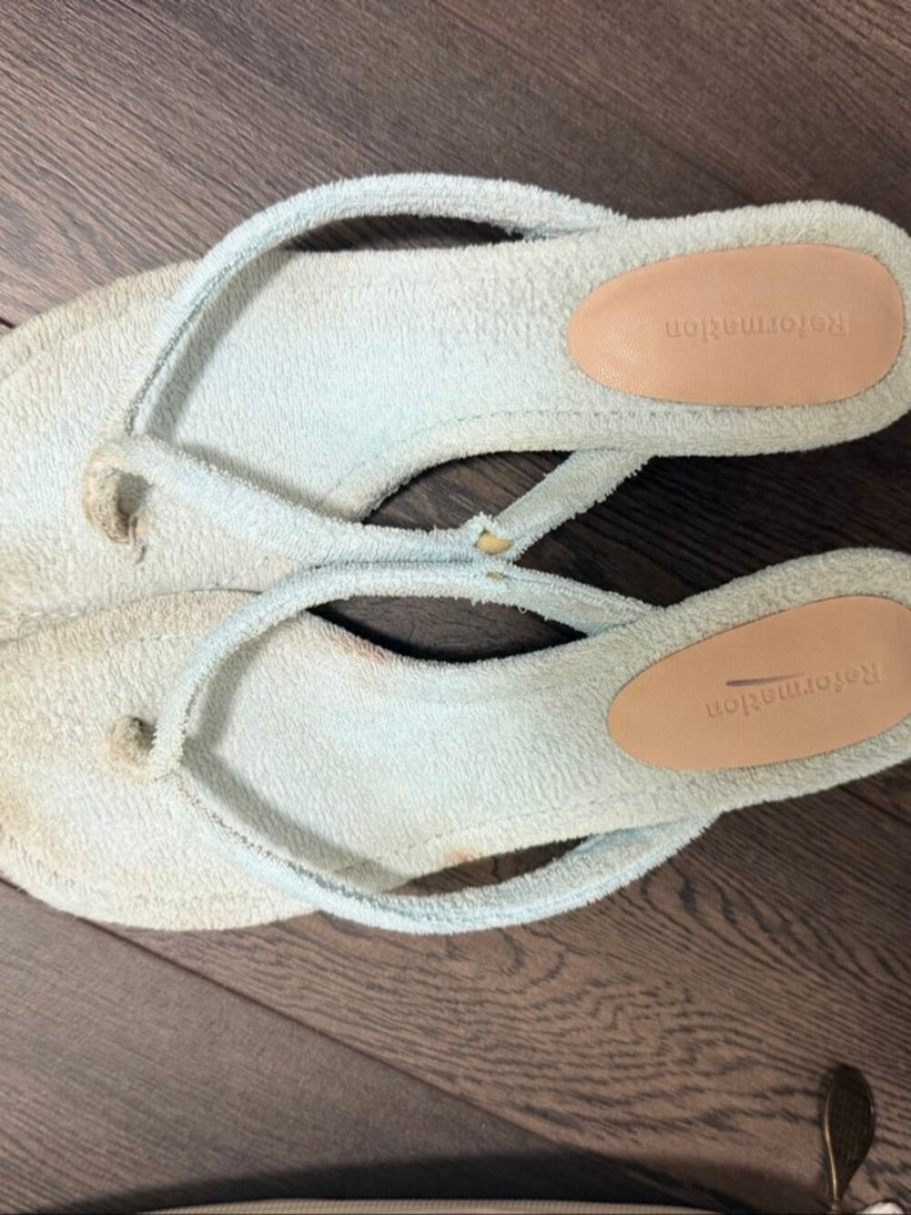 Reformation Amelia Terry Thong Wedge Sandals
